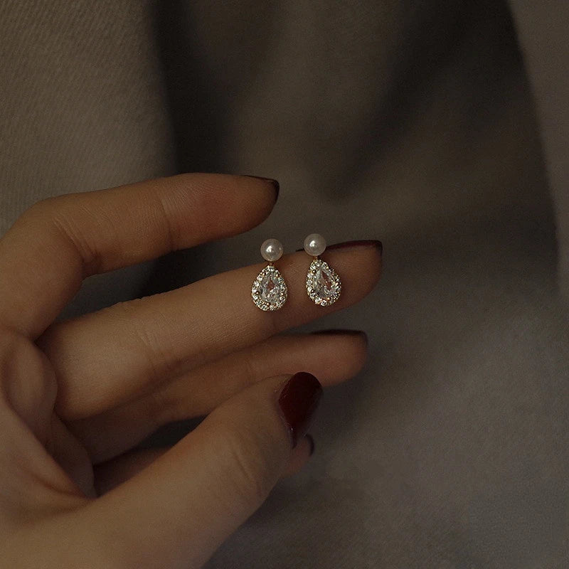 S925 Morning Dew Pearl Drop Earrings
