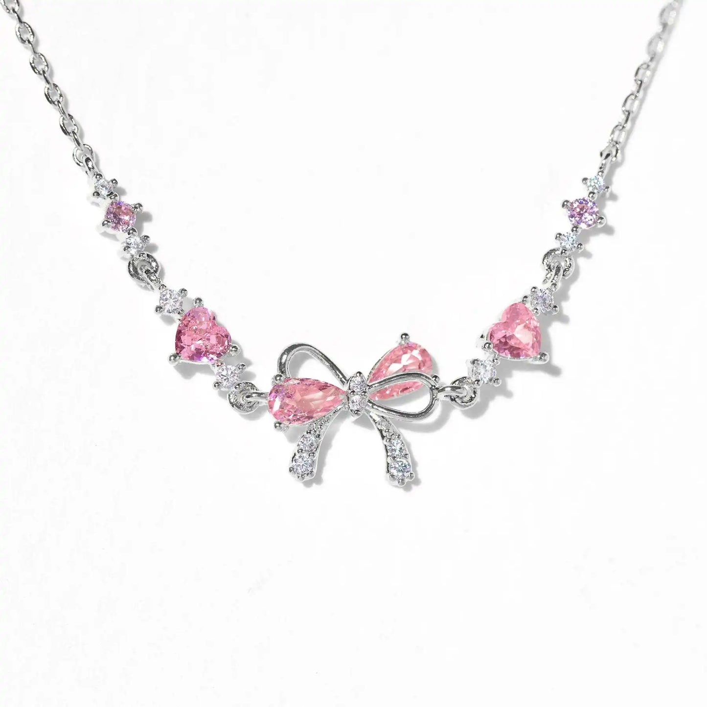 Y2K Pink Zircon Heart Chain Bracelet