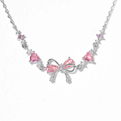 Y2K Pink Zircon Heart Chain Bracelet