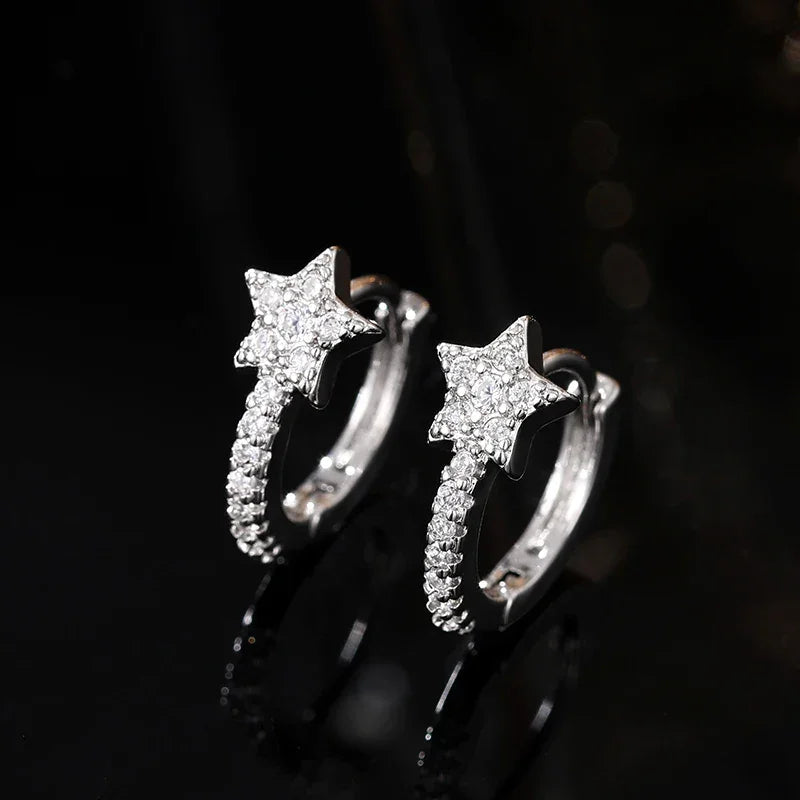 CZ Star Hoop Earrings