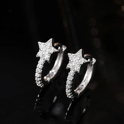 CZ Star Hoop Earrings