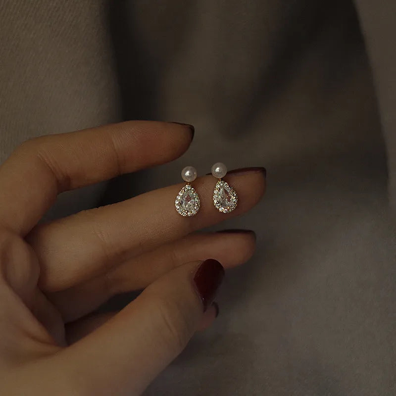 S925 Morning Dew Pearl Drop Earrings