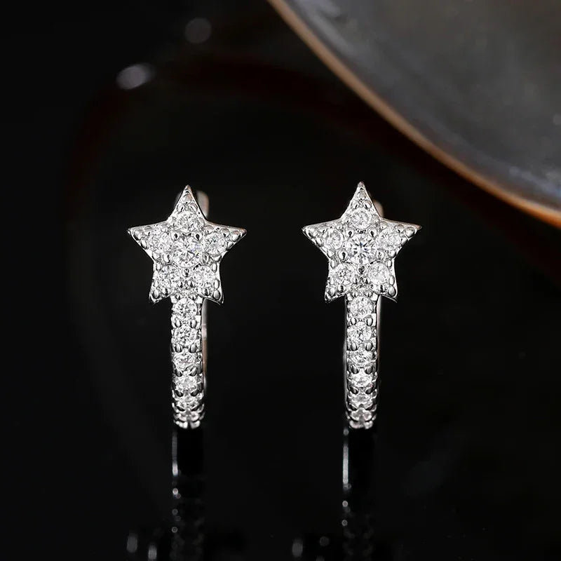 CZ Star Hoop Earrings