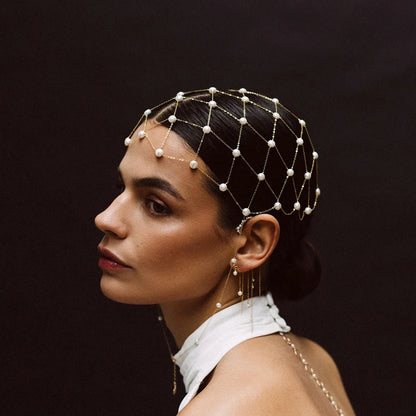 Pearl Mesh Bridal Headpiece