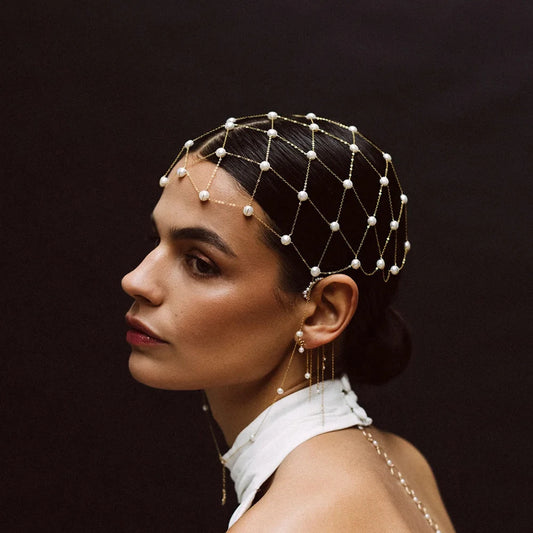Pearl Mesh Bridal Headpiece