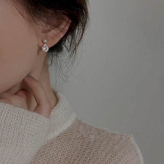 S925 Morning Dew Pearl Drop Earrings