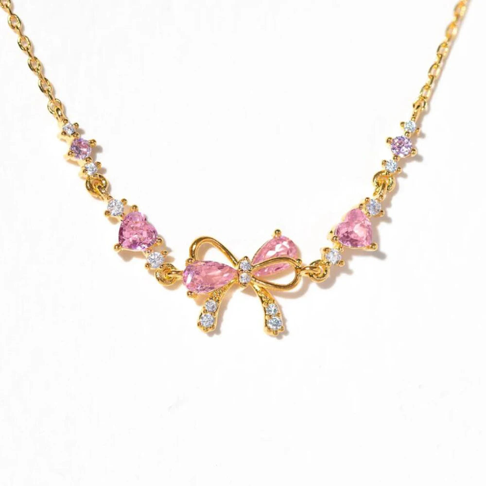 Y2K Pink Zircon Heart Chain Bracelet