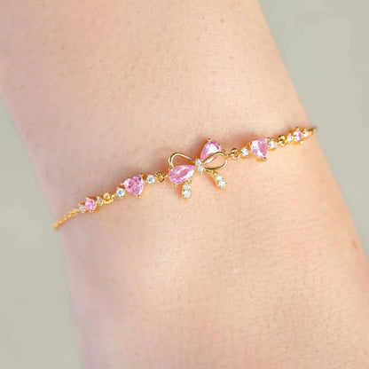 Y2K Pink Zircon Heart Chain Bracelet