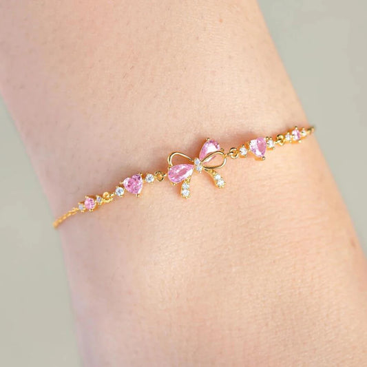Y2K Pink Zircon Heart Chain Bracelet