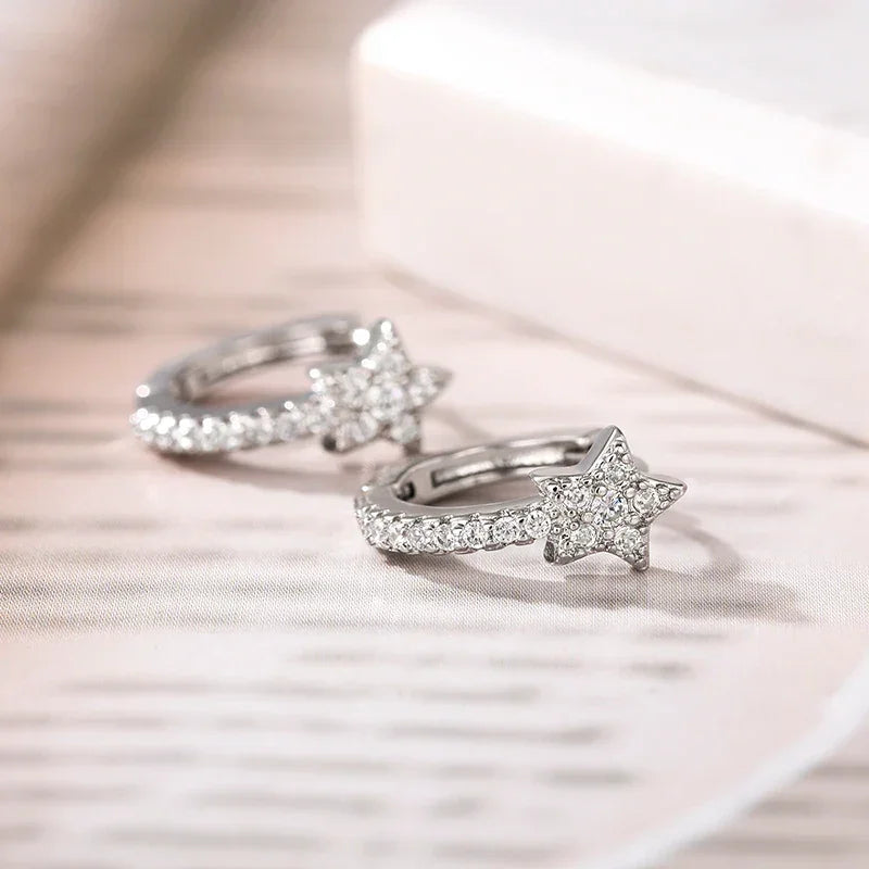 CZ Star Hoop Earrings