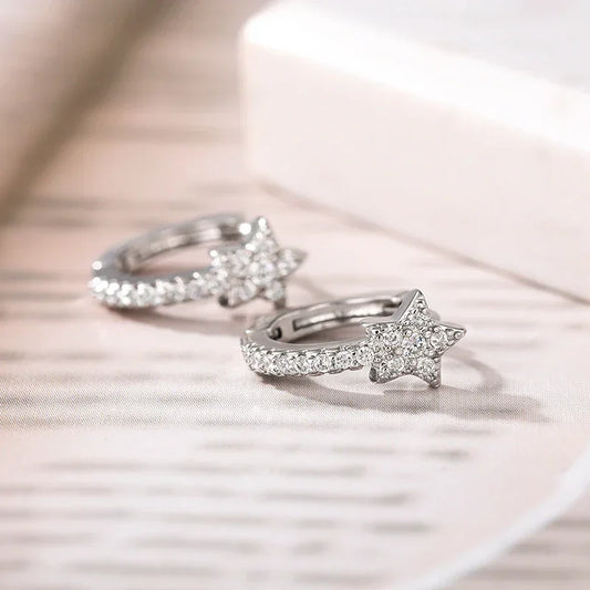CZ Star Hoop Earrings