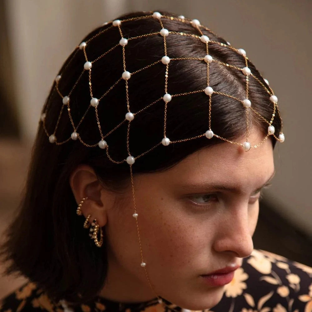 Pearl Mesh Bridal Headpiece