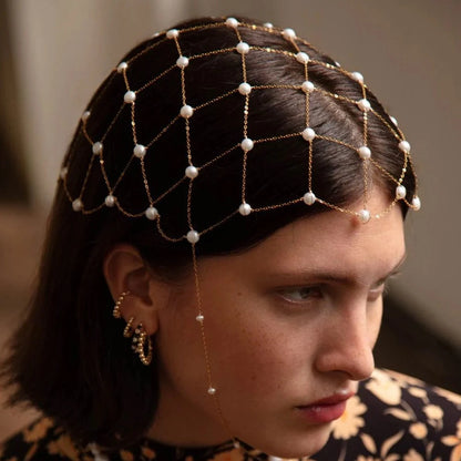 Pearl Mesh Bridal Headpiece