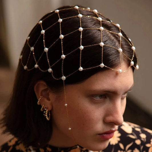 Pearl Mesh Bridal Headpiece
