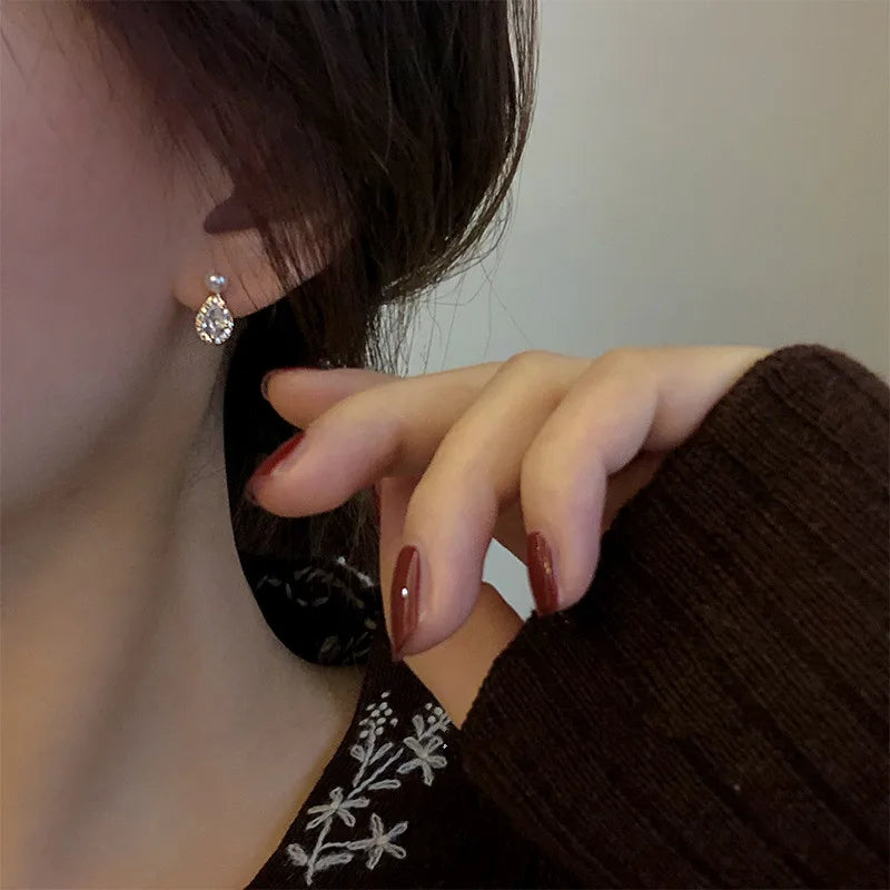 S925 Morning Dew Pearl Drop Earrings