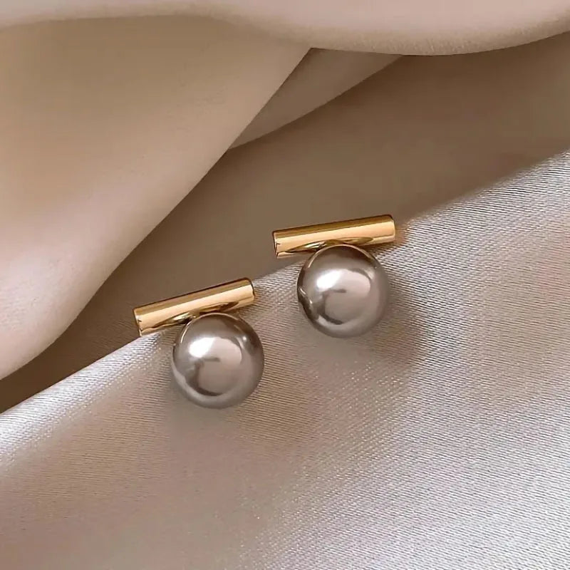 Red Pearl Stud Earrings